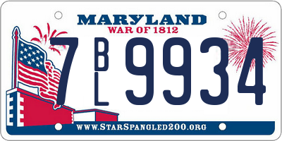 MD license plate 7BL9934