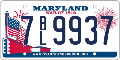 MD license plate 7BL9937