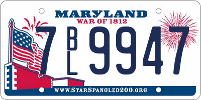 MD license plate 7BL9947