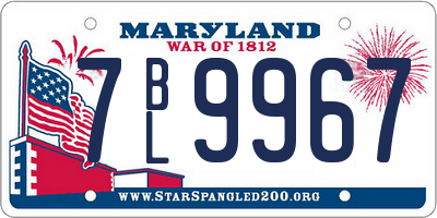 MD license plate 7BL9967
