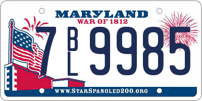 MD license plate 7BL9985