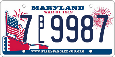 MD license plate 7BL9987