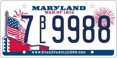 MD license plate 7BL9988