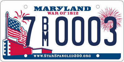 MD license plate 7BM0003