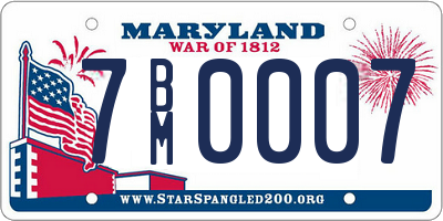 MD license plate 7BM0007