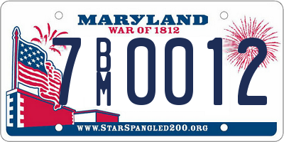 MD license plate 7BM0012