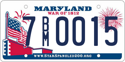 MD license plate 7BM0015
