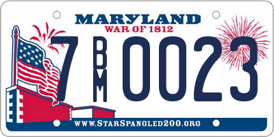 MD license plate 7BM0023