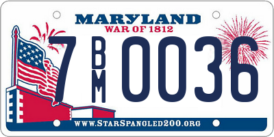 MD license plate 7BM0036