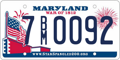 MD license plate 7BM0092