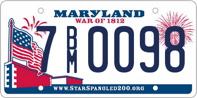 MD license plate 7BM0098