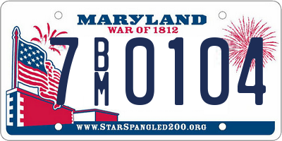 MD license plate 7BM0104