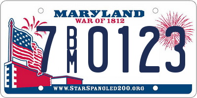 MD license plate 7BM0123