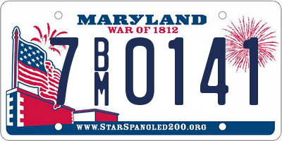 MD license plate 7BM0141