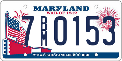 MD license plate 7BM0153