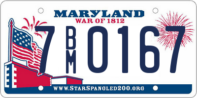 MD license plate 7BM0167