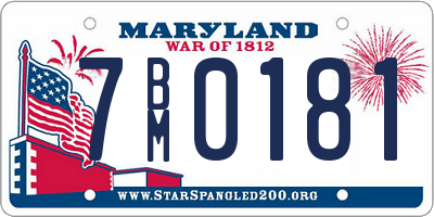 MD license plate 7BM0181