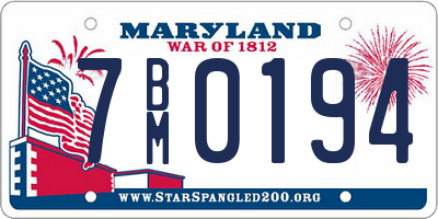 MD license plate 7BM0194