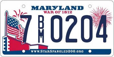 MD license plate 7BM0204
