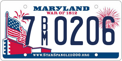 MD license plate 7BM0206