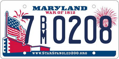 MD license plate 7BM0208