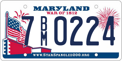 MD license plate 7BM0224