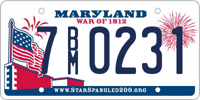 MD license plate 7BM0231
