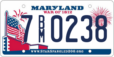 MD license plate 7BM0238