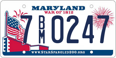 MD license plate 7BM0247