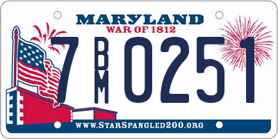 MD license plate 7BM0251