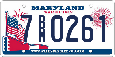 MD license plate 7BM0261