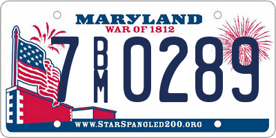 MD license plate 7BM0289