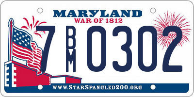 MD license plate 7BM0302