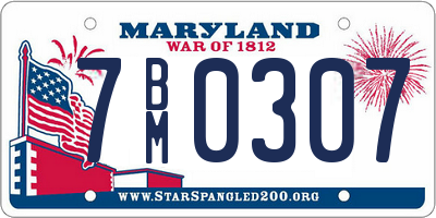 MD license plate 7BM0307