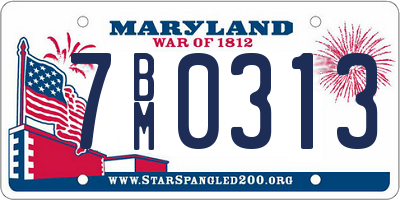 MD license plate 7BM0313