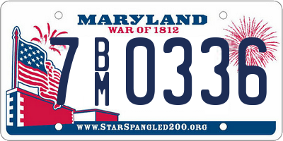 MD license plate 7BM0336