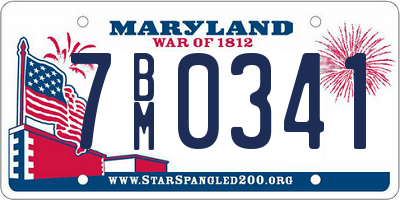 MD license plate 7BM0341