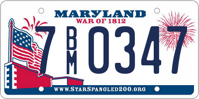 MD license plate 7BM0347