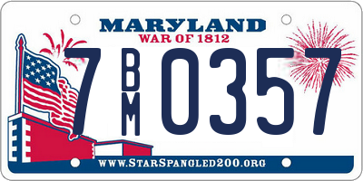 MD license plate 7BM0357
