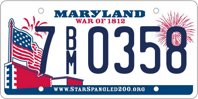MD license plate 7BM0358