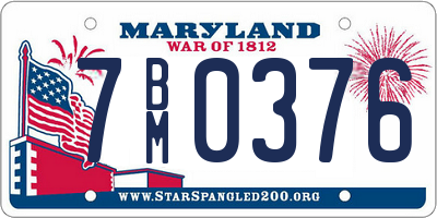 MD license plate 7BM0376