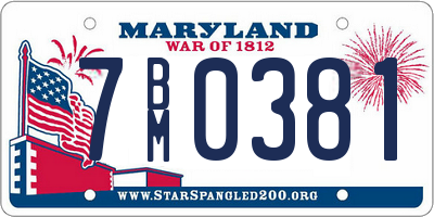 MD license plate 7BM0381