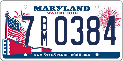 MD license plate 7BM0384