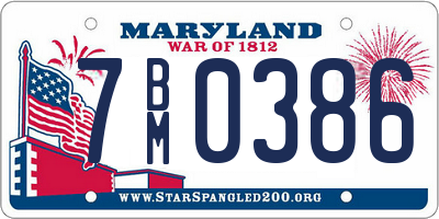 MD license plate 7BM0386