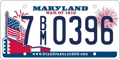 MD license plate 7BM0396