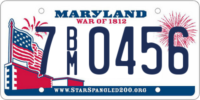 MD license plate 7BM0456