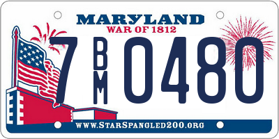 MD license plate 7BM0480