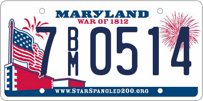 MD license plate 7BM0514