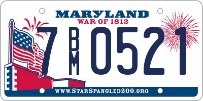 MD license plate 7BM0521