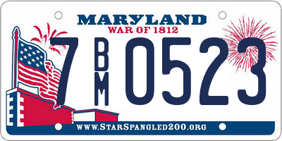 MD license plate 7BM0523